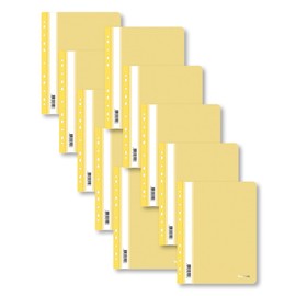 Berlingo Pack of 10 A4 File Folders 100 Sheets 180 Micron PP Plastic for Office, Home Office School and College (Yellow with Holes)