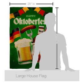Breeze Decor Oktoberfest Beer Burlap House Flag Set Beverages Happy Hour Game Pong Party Ale Lager Craft Decoration Banner Small Garden Yard Gift Double-Sided, Made in USA