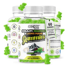 Onyx Sea Moss, Shilajit, Lion's Mane Complex 60 Gummies Vitamin D3 & C - 5 in 1 Natural Energy, Focus, Immunity and Gut Health Support Wellness Supplement