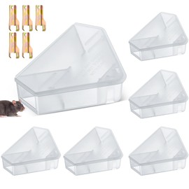 Qualirey 6 Pcs Mice Station with Key Triangle Bait Station Reusable Rodent Trap Bait Box, Keeps Children and Pets Safe Indoor & Outdoor, Bait Not Included, Suitable for Small Mice (Translucent)