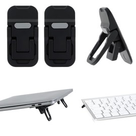 YUXIANLB YUXIANLB Zinc Alloy Mini Portable Laptop Stand for Desk, Foldable Computer Keyboard Riser with 2 Adjustable Angles, Self-Adhesive Invisible Laptop Riser for Desktop, Keyboard Lift (Black)