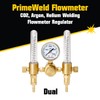 PrimeWeld Welding Flow Meter Regulator, CO2, Argon, Helium, Dual Meter,