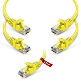 NewYork Cables Cat6 Ethernet Patch Cable 5 ft (5 Pack), Snagless Cat6 Patch Cables for Data Centers, 10Gbps, 550Mhz Ethernet Cord, Bare Copper Network Patch Cables for Home and Enterprise -Yellow
