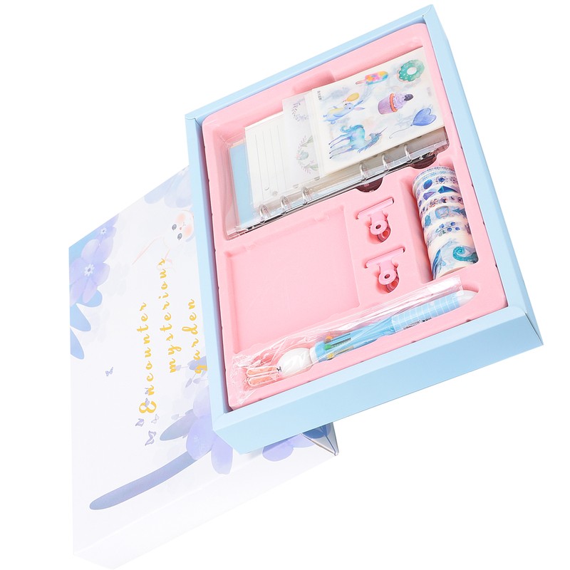 Notebook Set Checkered Girl's Heart Cute Thick Journal Gift Box
