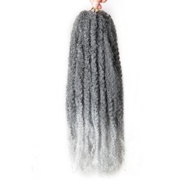 Marley Twist Braiding Hair 18 Inch Cuban Twist Hair 8 Packs Omber Grey Marley Hair Afro Kinky Crochet Hair Synthetic Marley Hair Extensions (18 Inch(Pack of 8),T1B/Grey)
