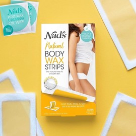 Nad's Hair Removal Natural Body Wax Strips, Body Hair Removal, Vegan, 16 Pieces
