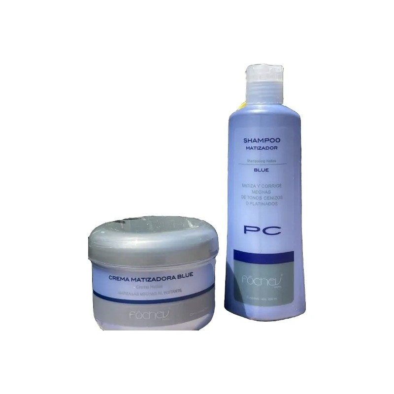 Pack 2. Crema/shampoo Matizante Azul/violeta 250ml Fochev P