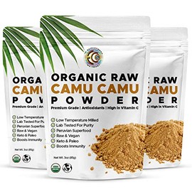 Earth Circle Organics Camu Camu Powder - Organic Berry Powder | Vitamin C, Antioxidants, Raw, Vegan | Purest Source & Eco-Friendly Packaging (3 oz - 3 Pack)