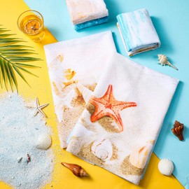 Tegeme 4 Pcs Beach Kitchen Dish Towels Coastal Hand Towels Ocean Beach Themed Gifts Sea Themed Bathroom Decor for Home 16 x 24 in