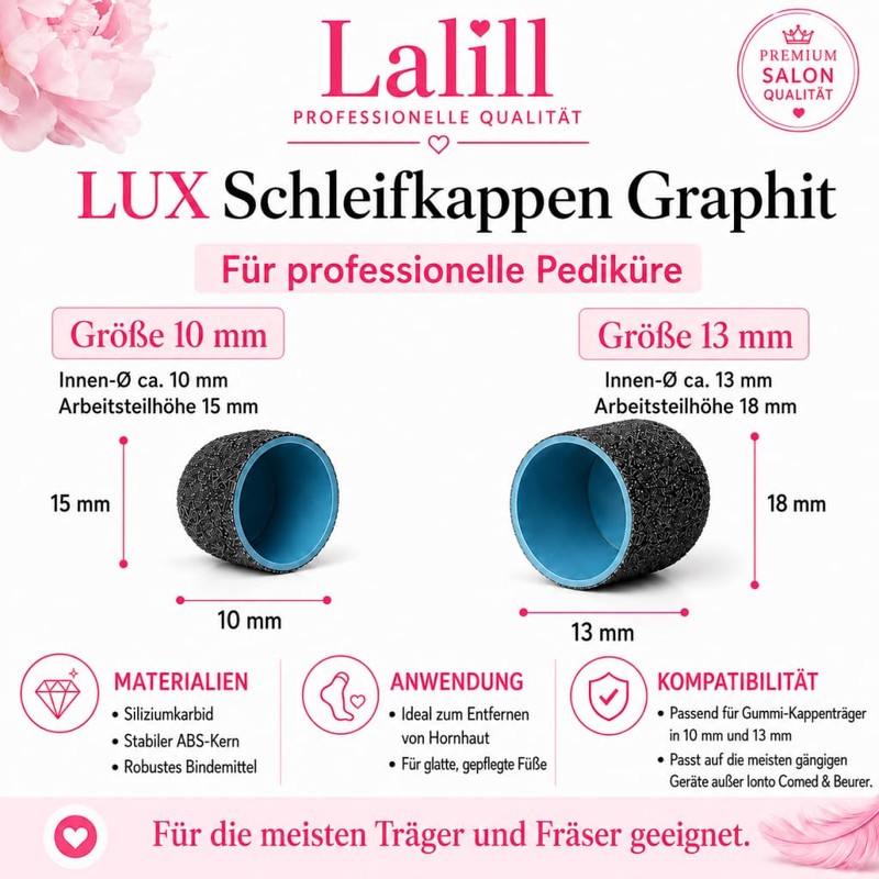 LALILL Sanding Caps LUX Pack of 50 - Graphite Milling