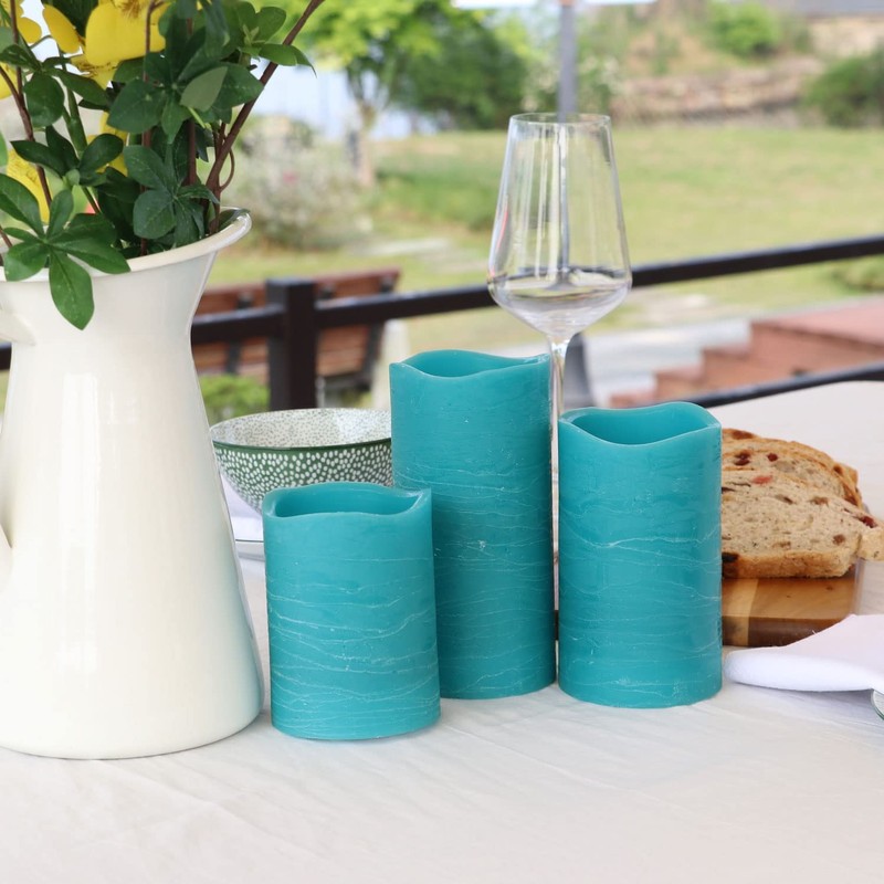 Rhytsing Turquoise Battery Operated Flameless Led Candles with Timer Function
