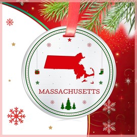 Elegant Chef Massachusetts State Christmas Ornament- Tree Hanging MA Lover Decorations