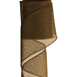 Meseey Brown Burlap Wired Ribbon 4 Inch x 10 Yards Rustic Jute Ribbon for Wedding Decor, Farmhouse Crafts, Wreaths & Eco-Friendly Gift Wrapping