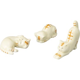 SAN4574 Cute Tableware, Toranekatsu Mainichi, Tiger Cat (Set of 3), Chopsticks Rest, Approx. 2.4 x 1.6 inches (6 x 4 cm), Animal Miscellaneous Goods, Cat Goods, For Humans, Tableware, White