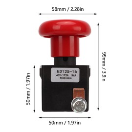 Emergency Stop Switch 48V 125A Metal Alloy ED125‑16 Stop Button Fit for Most Forklifts