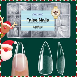 SinzSue 330PCS Medium Stiletto Nails - 15 Sizes, Pre-Filed & Durable! Full Cover Almond Shape False Nail Acrylic Soft Gel Nails Tips,Get Salon-Like Nails at Home in Minutes!