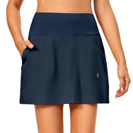 Little Donkey Andy Women's Pleated Tennis Skirts Athletic Golf Skorts High Waisted Casual Workout Sports Running Skirts, B-navy Blue, Large
