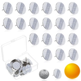 Lemecima 100 pcs Large Reflective Marking Trail Tacks Glow Bright Eyes Trail Markers Tacks Reflective Thumb Mark for Hunting Hiking Camping Tree Stand