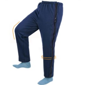 KUMUROETA 介護用ズボン フルオープンパンツ ファスナーズボン 綿100％ 通年用 両脇全開ズボン オールシーズン 男女兼用 全開着脱便利 点滴サポート 骨折病衣 検診 おむつ交換 寝たまま 簡単着替え 高齢者介護パンツ