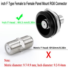 QIANRENON F-head Embedded Threaded Fixed Mount TV Aerial Adapter inch F Type Female to Female Panel Mount RG6 connector,for TV,antenna,coaxial cable,RV satellite receiver