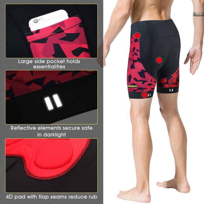 Souke Sports Men's Cycling Shorts Padded 4D Bike Biking Half