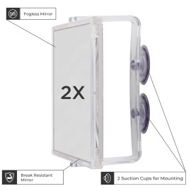 Zadro Fogless Swivel Shower Mirror with 2X Magnification & Suction Cup Mounting