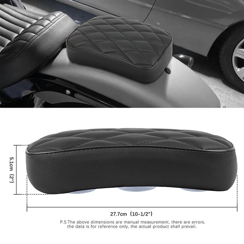 goodfitment - Motorcycle Pillion Passenger Pad Seat, Black Rhombus Pattern