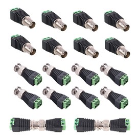 Lewttyer BNC Video Balun Connector Solderless Adapter Terminal Block, 2-Pin BNC Male Plug with Female Socket Kit, Screw Terminal Cable Connector Cctv Camera Connector