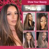 TSHELOVE Brown Highlight Lace Front Wig Human Hair Bone Straight