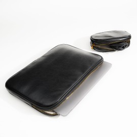 Yesmornsis PU Leather Padded Laptop Sleeve 15.3 Inch Compatible with MacBook Air 15 A3114 M3 A2941 M2, MacBook Pro 15 Laptop Bag with Charger Pouch Colour Black