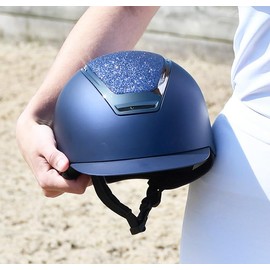 Rhinegold Pro Carbon HORSE RIDING HAT with Removable Lining, Kids and Adult Horse Riding Helmets, 57cm, Navy/Glitter