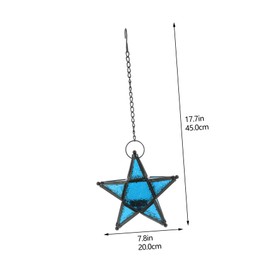 STOBAZA Hanging Five-Pointed Star Candleholder Colorful Glass Craft Iron Frame Vintage Design for Home Decor Wedding Decorations and Party Centerpieces