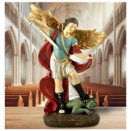 DurableDelights Saint Michael The Archangel Statue - 7.48 inch Michael Archangel of Heaven Defeating Lucifer, Great Catholic Gift for First Holy Communion, Confirmation, Housewarming