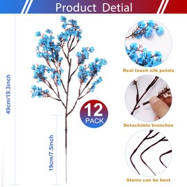 LYDTICK 12 Pcs 4th of July Flowers Artificial for Decoration, Babys Breath Artificial Flowers Red White and Blue Patriotic Flowers for Independence Day Home Centerpiece Table Décor