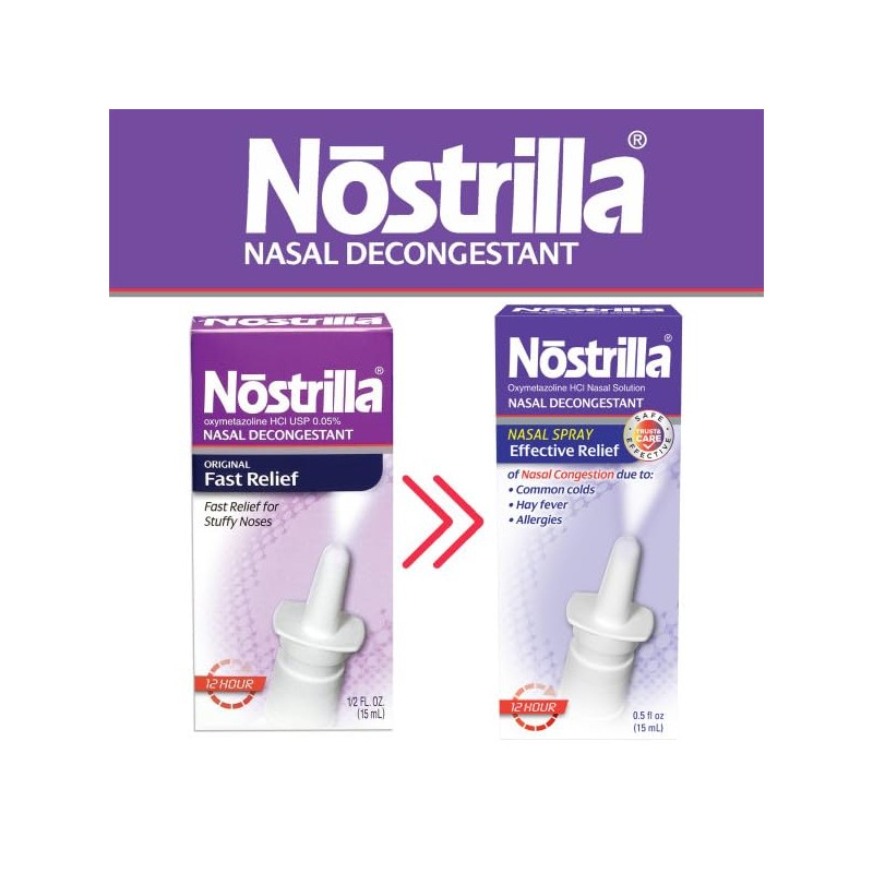 Nostrilla Nasal Decongestant Spray, Stuffy Nose Relief, 0.5 oz (12