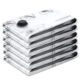 iWarmbase Pack of 6 Vacuum Bags for Clothes (60 x 40 cm) Clothes Storage & Organisation, Vacuum Bags Reusable Vacuum Bags Clothes, for Duvets, Bed Linen, Pillows, Travel Essentials