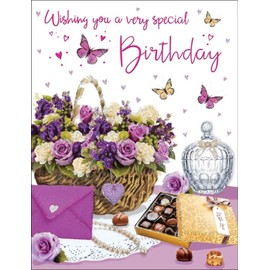 Piccadilly Greetings Birthday Card Female - 8 x 6 inches - Regal Publishing,green|pink|brown|white|red