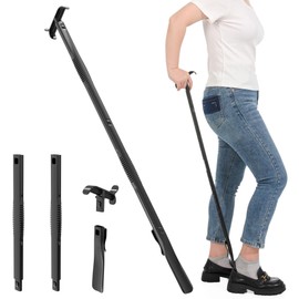 36 Inch Adjustable Long Handled Shoe Horn - Dressing Stick Aid for Seniors, Disabled - Ideal for Hip, Back, Shoulder Surgery Recovery – Helps with Getting Dressed, Sock Remover
