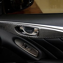 YongFun for Infiniti Q50 2014-2020 Auto Parts Black Carbon 4 pc/Set Fiber Car Interior Door Handle Frame Cover Trim Sticker Car Interior Accessories