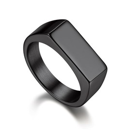 Bandmax Mens Black Rings Stainless Steel Signet Rings for Men Anillos para Hombre Black Pinky Ring Size 7 Gift for Husband Father Son