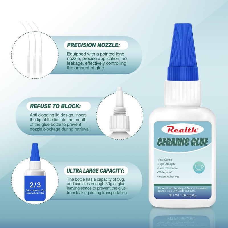 Ceramic Glue Clear 30g, Food Safe Glue for Ceramic Repair,