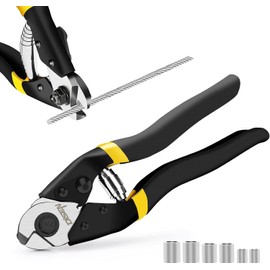 DISEN Wire Cutter Wire Rope Cutter up to 5mm for Steel Ropes Heavy Duty Cable Cutter with Safety Lock Spring Loaded Non-Slip Matte Handle Chrome Vanadium Steel
