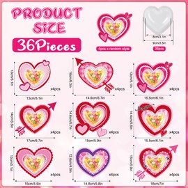36Set Valentines Day Cards with Candy Dome Holder, Heart Shaped Valentines Candy Holder Cards for Kids, Funny Valentines Exchange Greeting Cards DIY Gift Box School Classroom Crafts Prize Party Favors