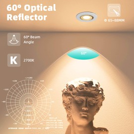 Set of 6 LED Recessed Spotlights, 7 W, Ultra Flat, 33 mm, Round White 2700 K, Warm White Ceiling Spotlights, 600 LM for Kitchen, Living Room