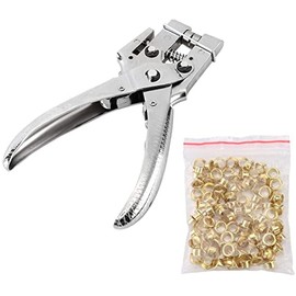 Eyelet Pliers Set Hole Punch Pliers with 100 Eyelets Hole Punch Pliers with Eyelets 4.5 mm Rivets Gold Hole Rivets with Pliers Fabric, Clothes, Shoes, Bags, Crafts