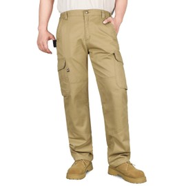 VATRENUS Men's FR Cargo Pants Flame Resistant Pants Lightweight 7.5oz 100% Cotton Khaki Fire Retardant Elastic Waist Pants