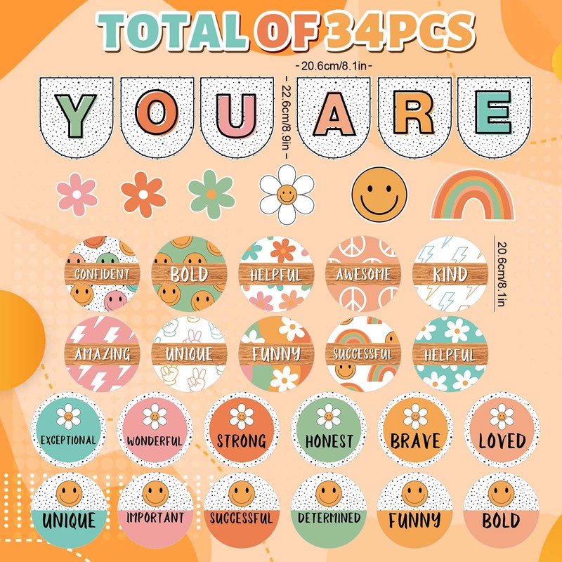 JarThenaAMCS Boho Affirmation Station Bulletin Board Set Retro Motivational Inspirational