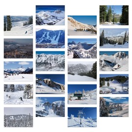 Dear Mapper Ski In Wyoming Postcards Pack 20pc/Set Winter Ski Sport Vintage Travel Postcards Ski Resort Holiday Postcard for Mailing Decor Gift