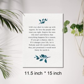 Inspirational Canvas Wall Art Motivational Life is too Short to Wake up with Regrets Quote Canvas Print Positive Life Sayings Canvas Painting Office Home Wall Decor Framed Gift 12x15 Inch