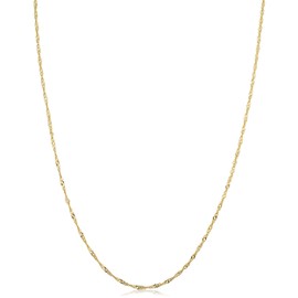 Kooljewelry 14k Yellow Gold Singapore Chain Necklace (1mm, 30 inch)